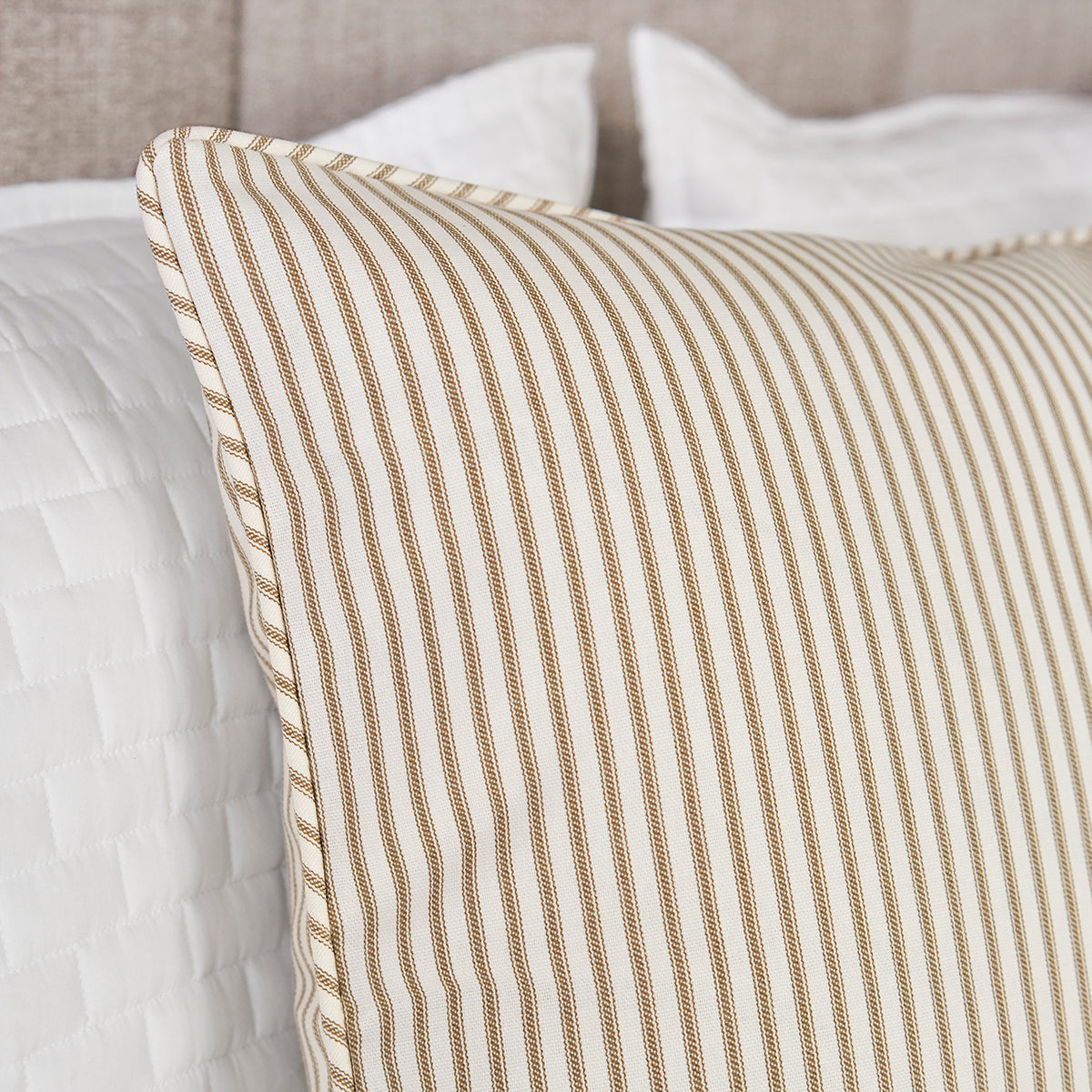 Ticking Stripe Sham | Brown | Standard Euro King sizes