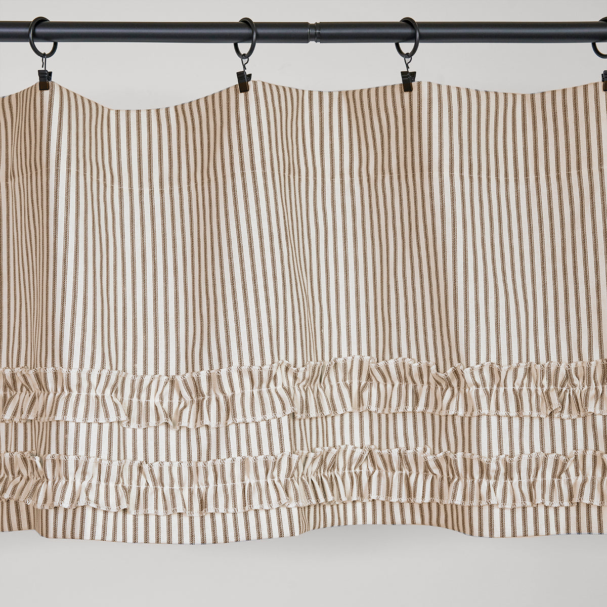 Brown Ticking Stripe Valance