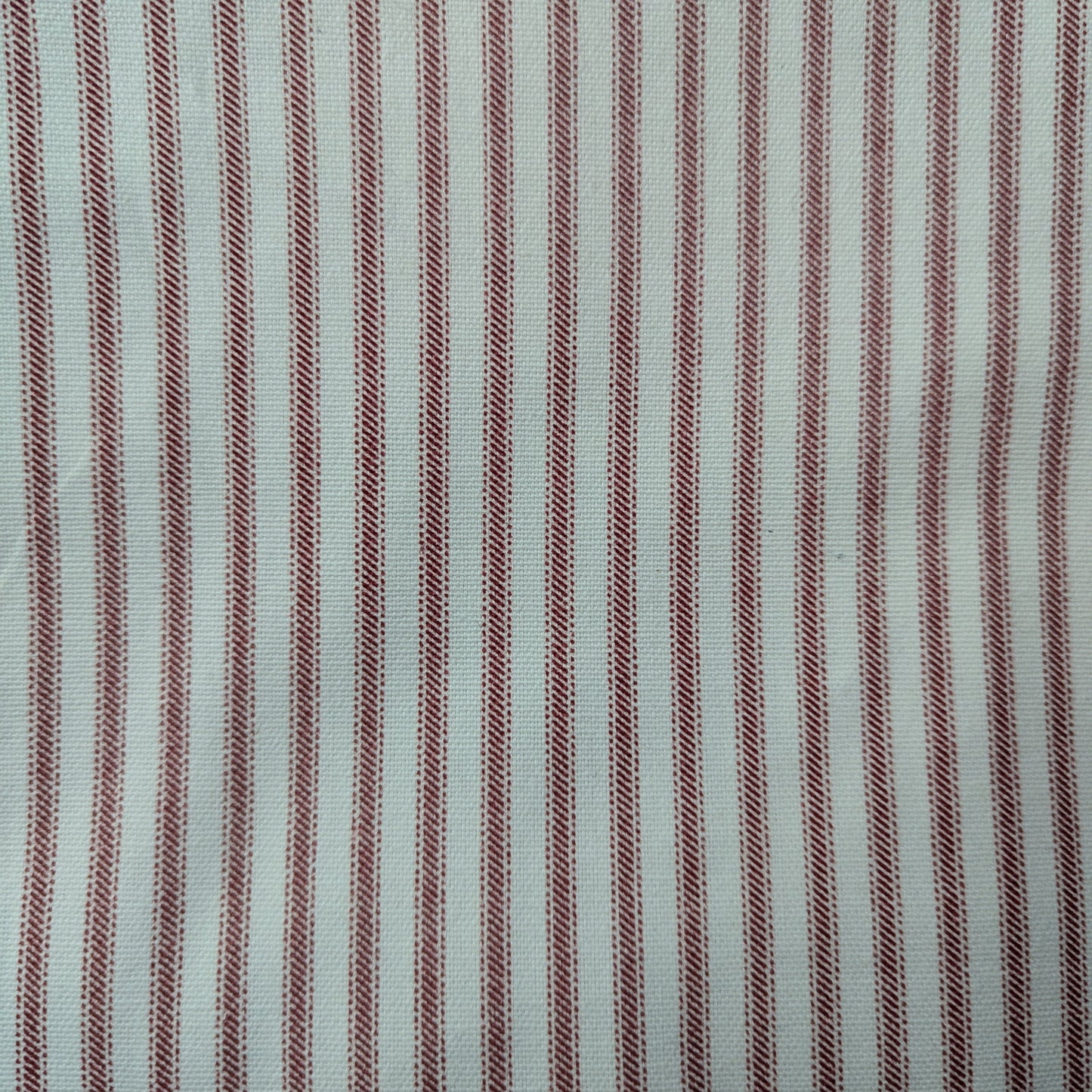 red and white ticking stripe fabric detail