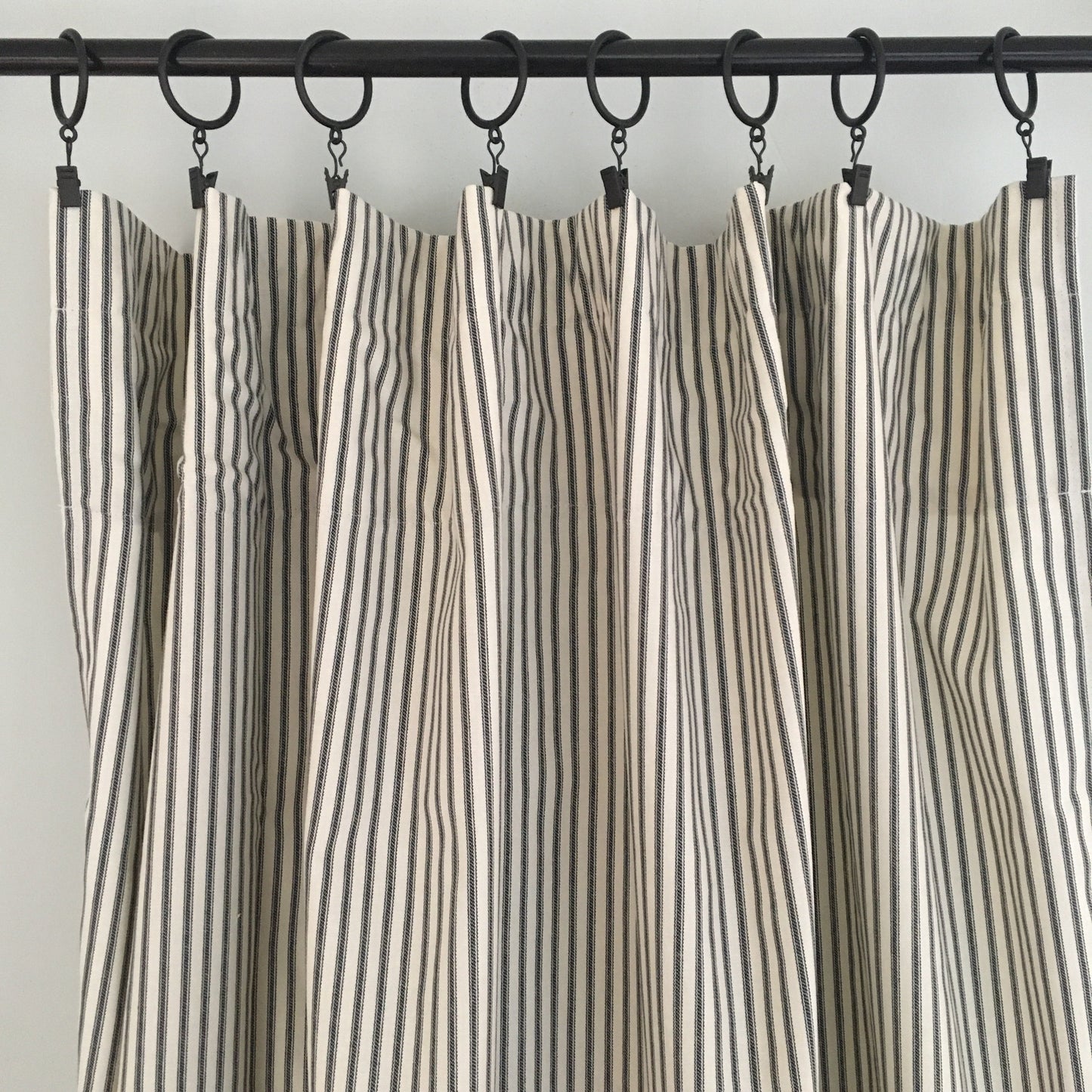 Black Ticking Stripe Curtain Panel