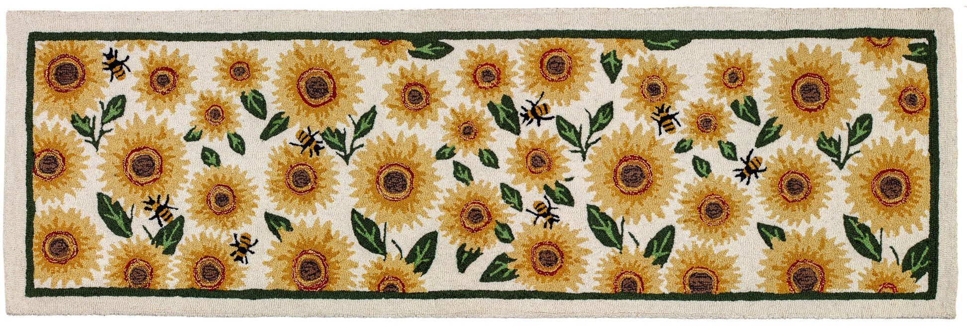 sunflower and bees themed area rug 